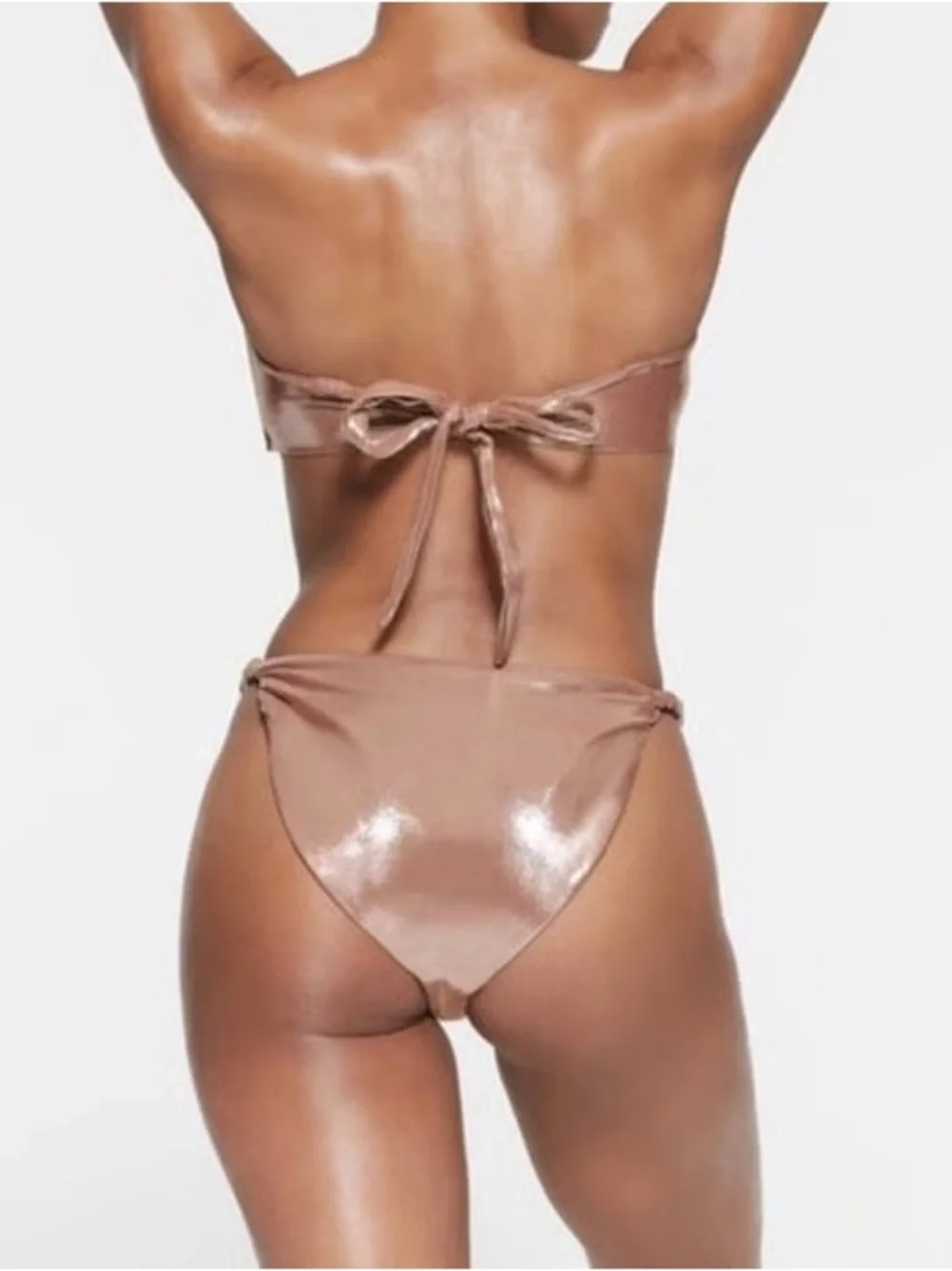 RARE SKIMS Liquid Shine Bikini Bandeau & Twisted Mid Coverage Bottom Set
